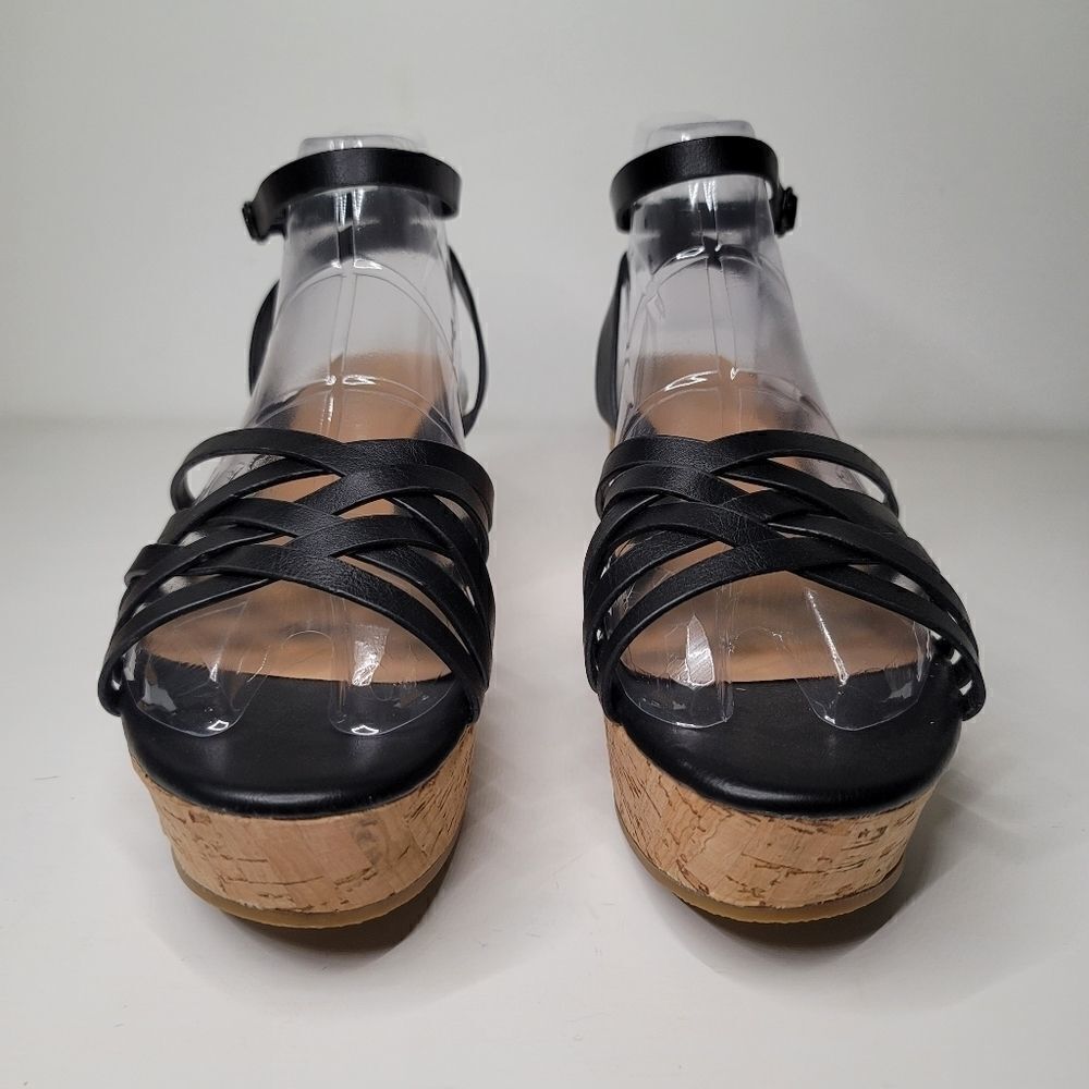 Bamboo black lattice strap platform sandal - Picture 7 of 9